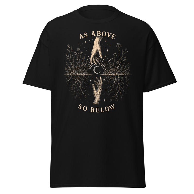 As Above So Below Shirt, Black Celestial ArtworkAs Above So Below Occult Sun & Moon T-Shirt