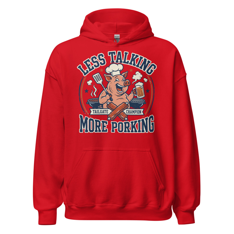 'Less Talking, More Porking' Unisex Hoodie – S, Red