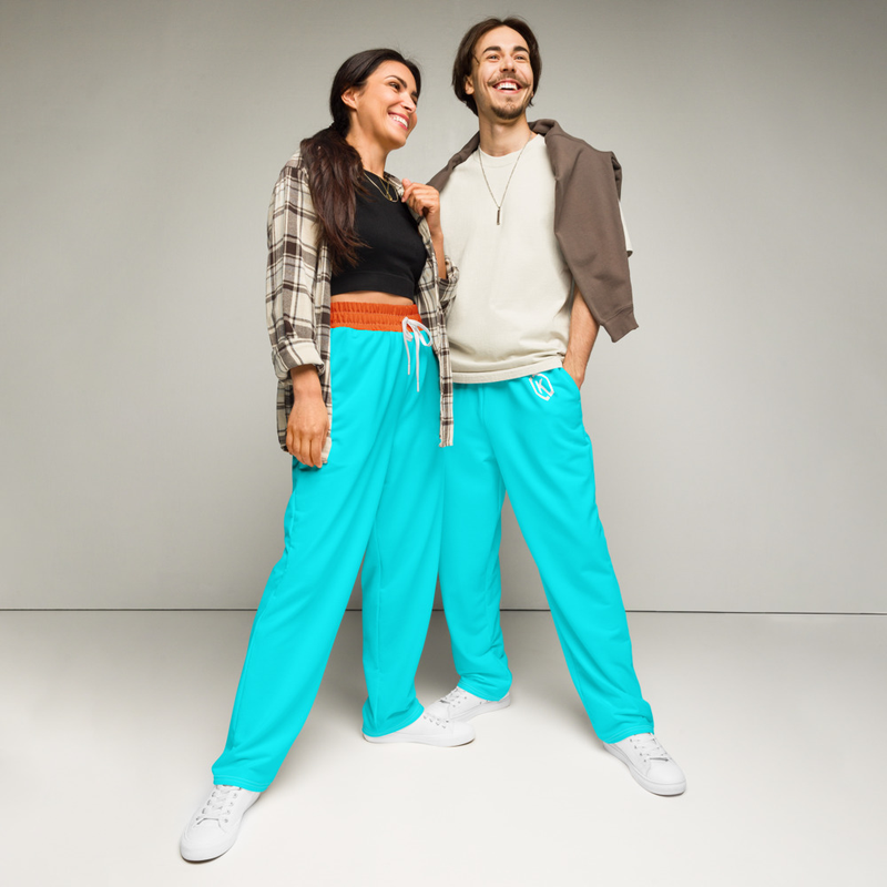 Kicxs Wide-Leg Joggers - Aqua/Orange