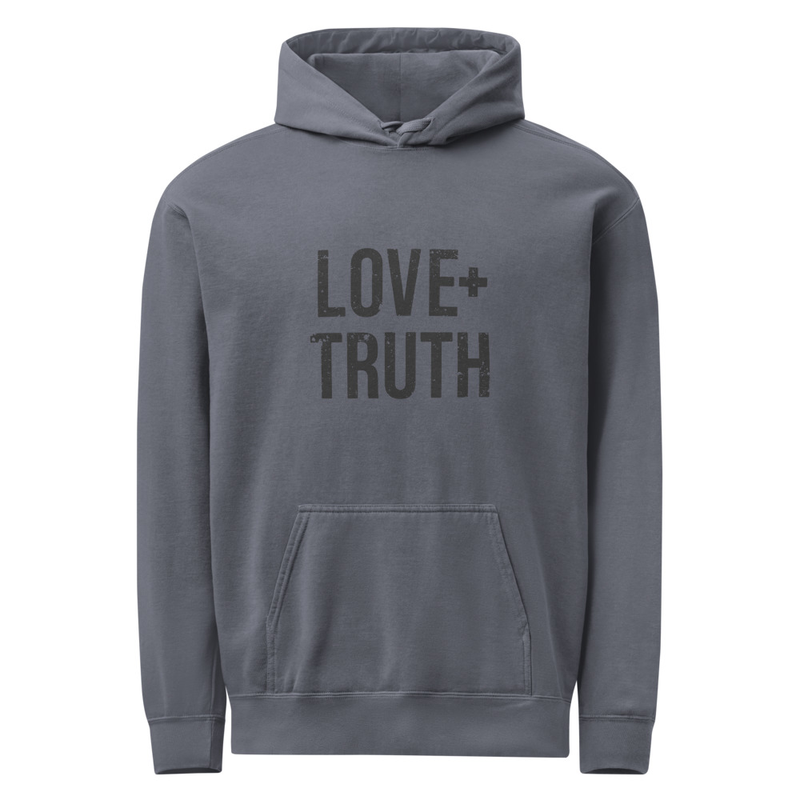 Vintage "Love+Truth" Hoodie | Denim Blue (Graphite logo)