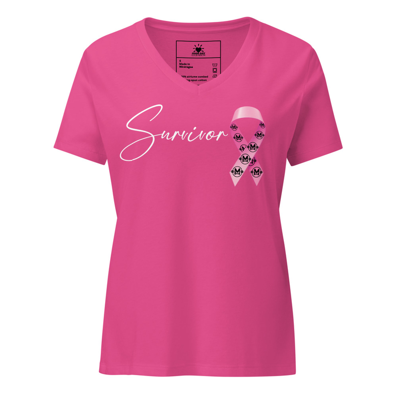 "Survivor" Women’s relaxed V-neck T-shirt (Colors) – XL, Berry