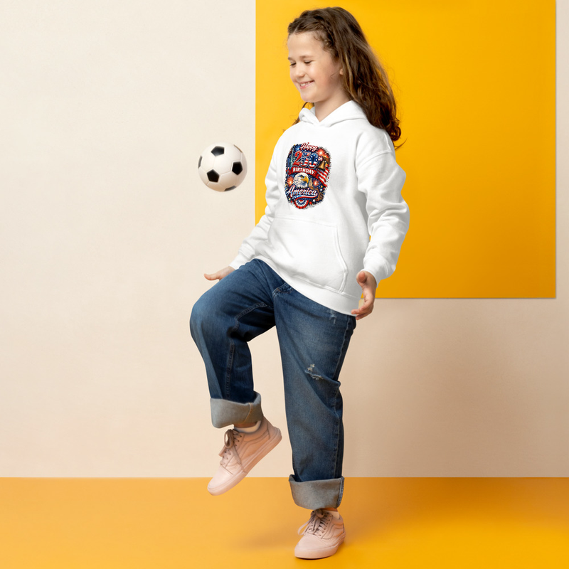 BMT Kids Happy 250th America Youth heavy blend hoodie – XL, White