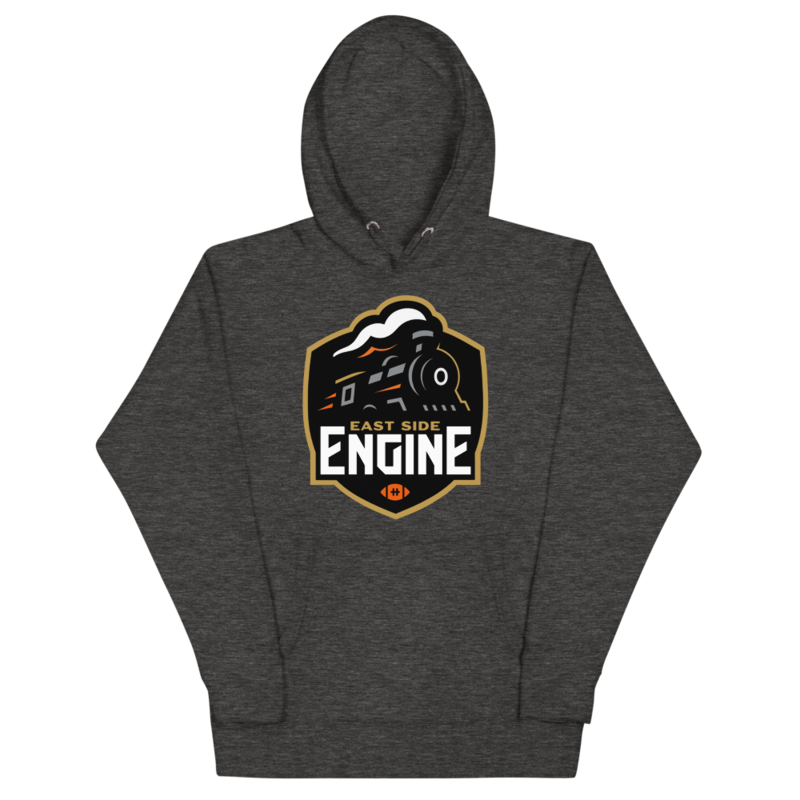 East Side Engine - Logo Hoodie – S, Charcoal Heather
