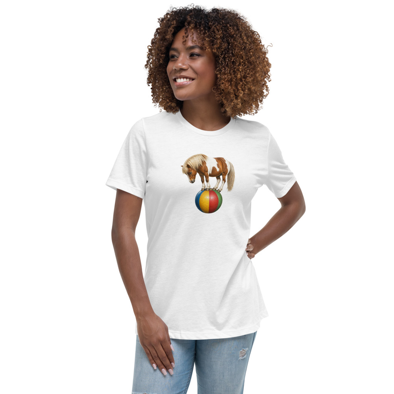 Mini Horse Balancing Act Women's Relaxed Tee — Miniature Horse