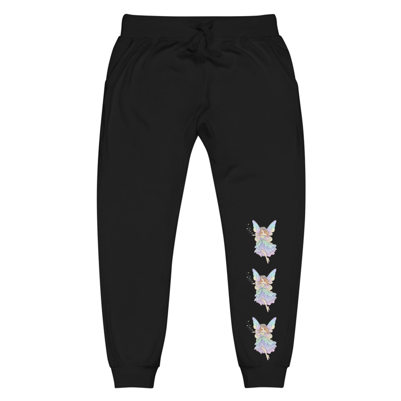 Enchanted Fairy Unisex Fleece Sweatpants – Premium Cotton Blend Joggers with Magical Fairy Print