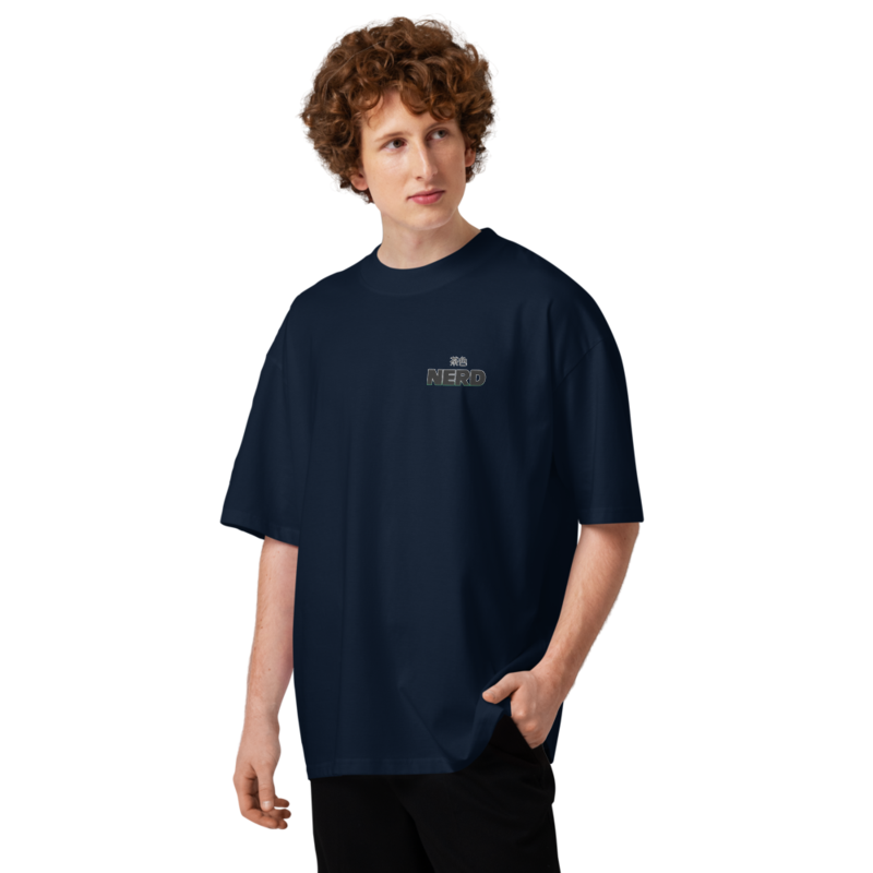 "茶色 NERD" Minimalist High-Neck Heavy Tee (Black Logo)