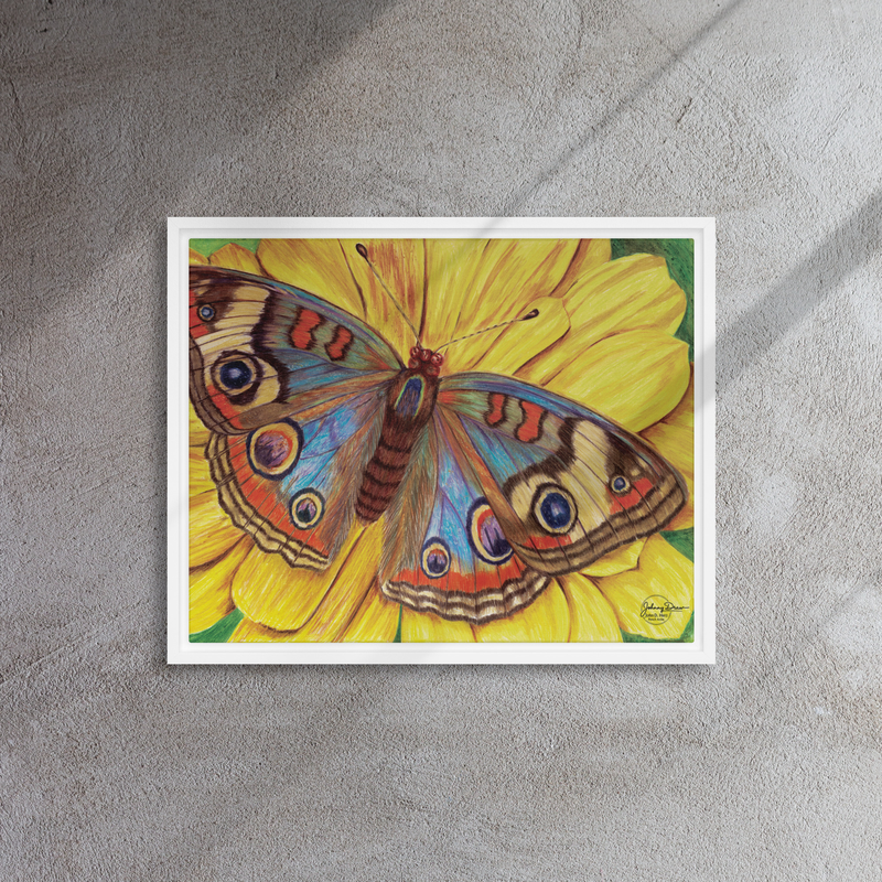 On The Wings of Love Framed canvas – 16″×20″, White
