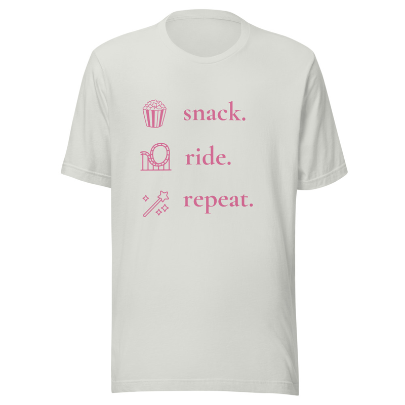 Snack, Ride, Repeat Pink Tee – 2XL, Silver