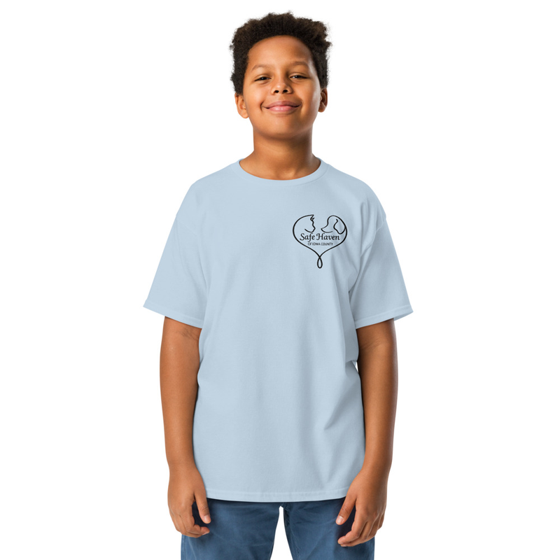 Paw Print Youth T-Shirt Black Logo – S, Light Blue