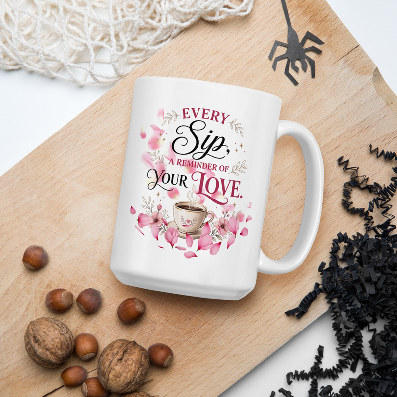 Every Sip A Reminder of Your Love (White glossy mug)