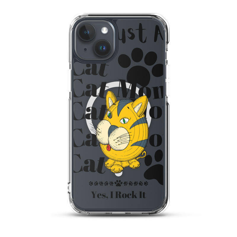 MagSafe® clear case for iPhone®: Just A Cat Mom – iPhone 15 Plus