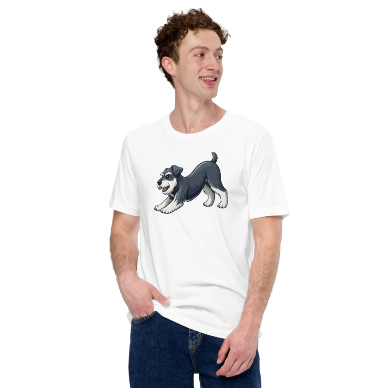 Downward Dog Schnauzer Unisex Tee — Miniature Schnauzer