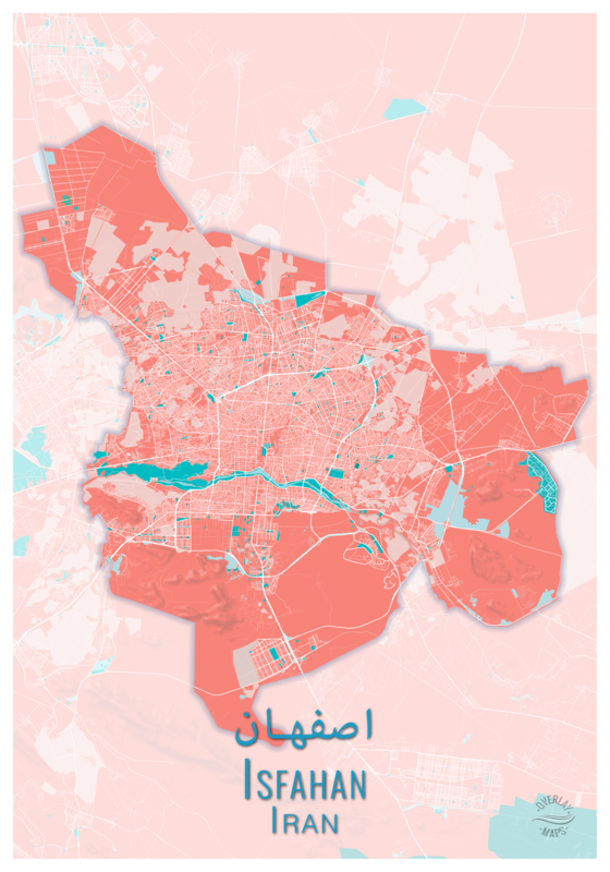 Isfahan, Iran Map Poster view 2