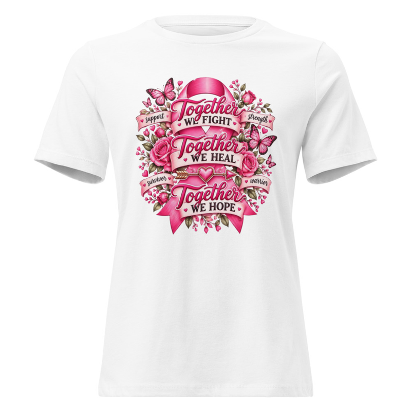 Pink Ribbon Graphic Apparel Together We Fight We Heal We Hope Breast Cancer Awareness Design – view 2