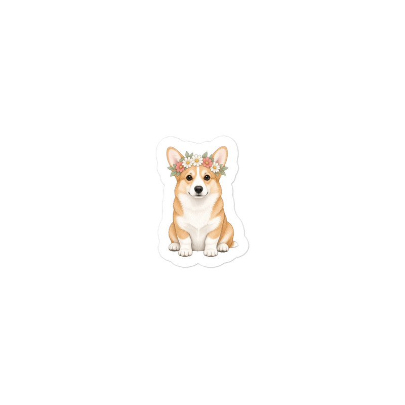 Flower Crown Corgi Sticker — Floof