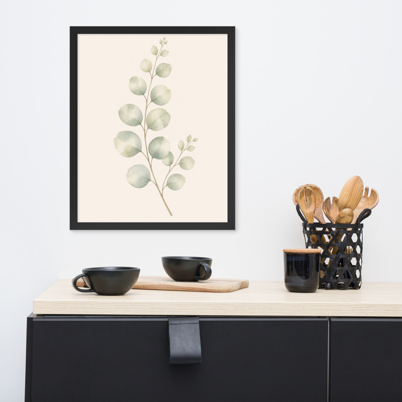 Eucalyptus Branch Framed Botanical Wall Art — Minimalist Watercolor — thumbnail 5