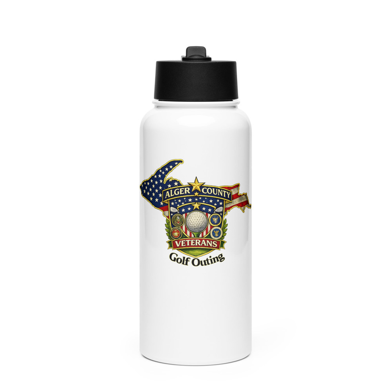 Alger Country Veteran's Golf Outing Stainless steel water bottle with a straw lid