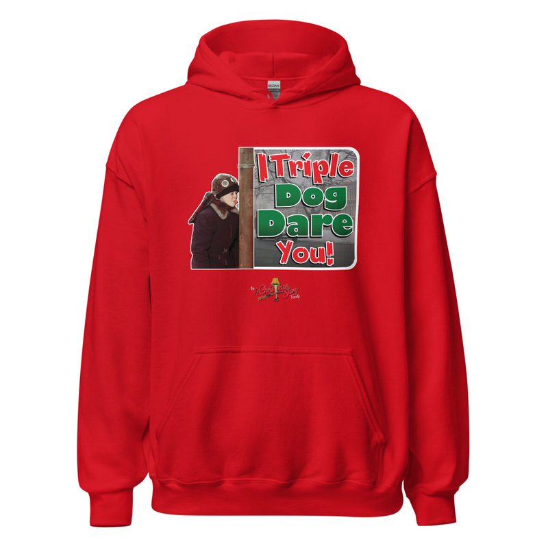 The “I Triple Dog Dare You!” Hoodie  “A Christmas Story Family Style” – XL, Red