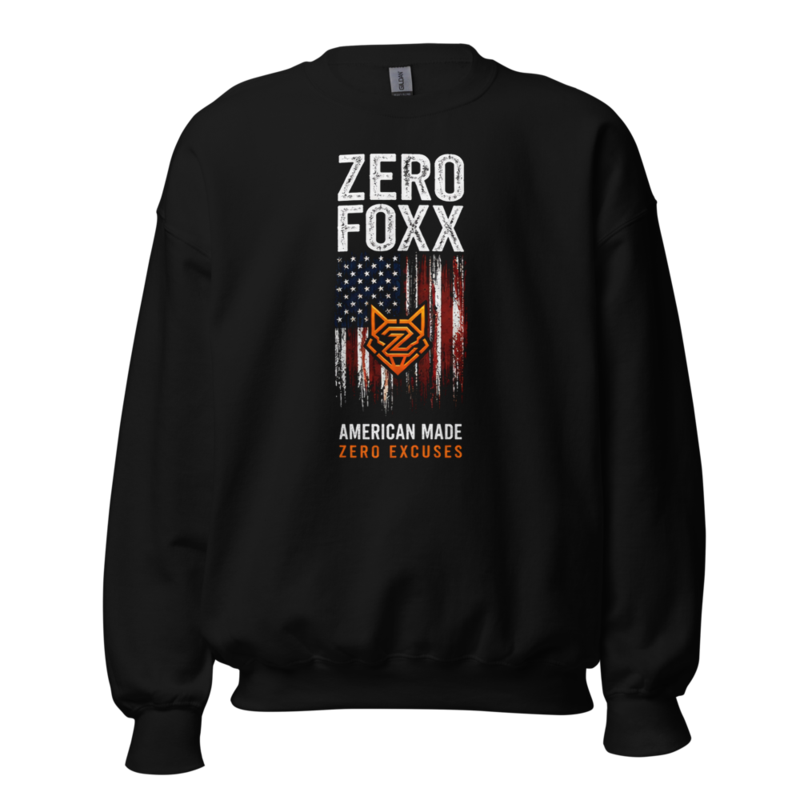American Flag — American Made, Zero Excuses | Sweatshirt — Black / S