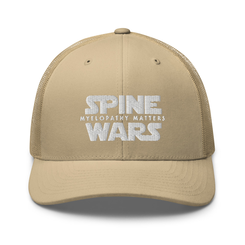 Spine Wars White Embroidery Trucker Cap – One size, Khaki