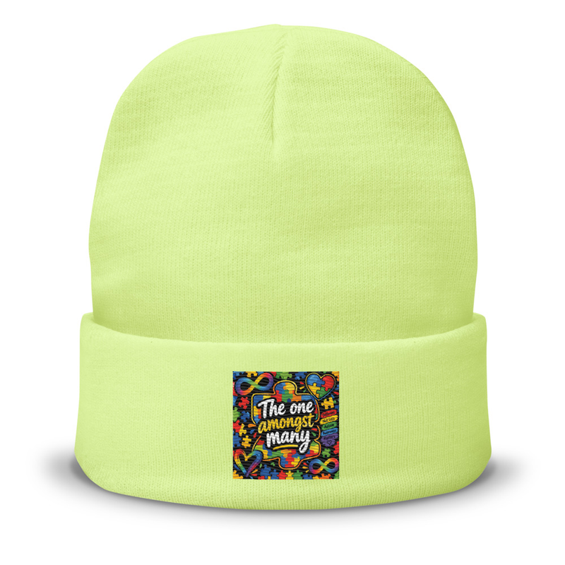 12" Cuffed Knit Beanie – One size, Neon Yellow