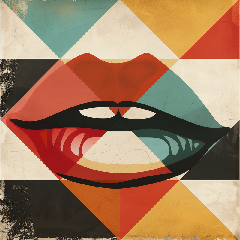 Geometric Lips Flip-Flops House or Outdoor Slippers