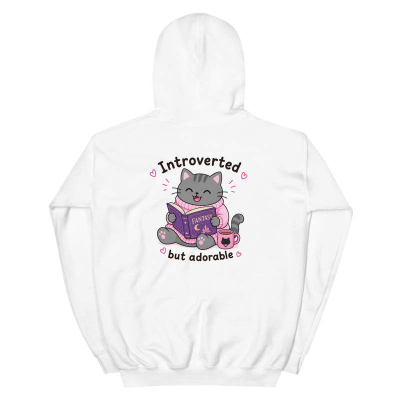 Introverted but adorable Grey Hoodie – 3XL, White