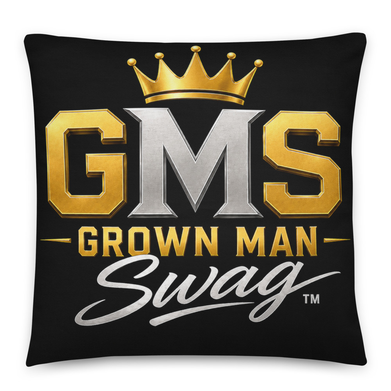 Grown Man Swag™ Signature Premium Cotton Black Throw Pillow | Confidence • Style • Respect – 22″×22″