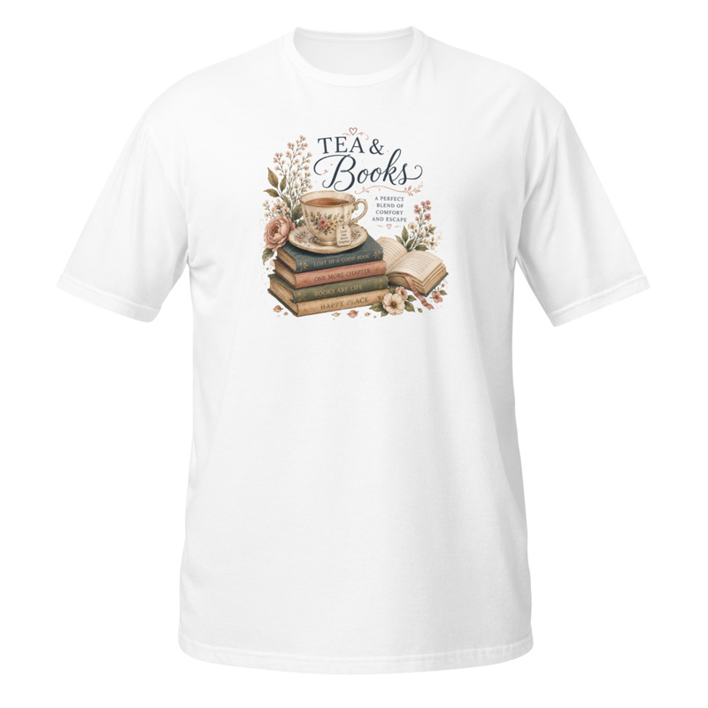 Tea & Books Short-Sleeve Unisex T-Shirt – S, White