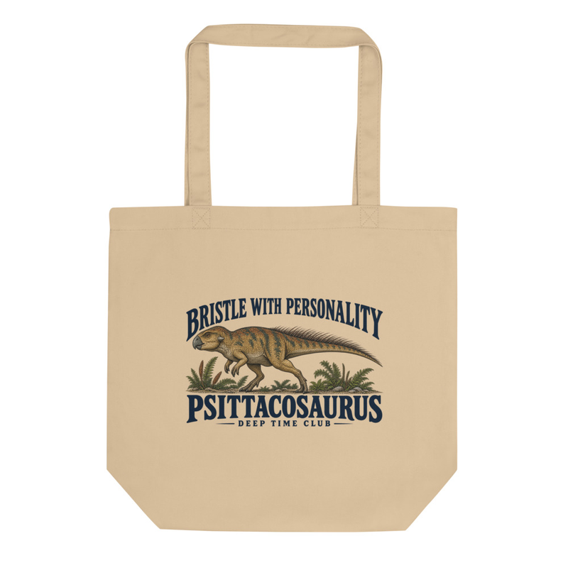Bristle With Personality Psittacosaurus Tote supplier-rendered flat front view in Oyster