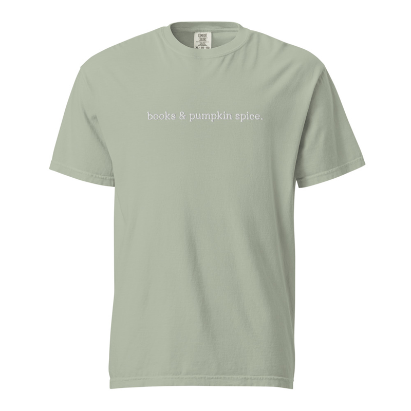 Books and Pumpkin Spice Tee (Embroidered) – XL, Bay