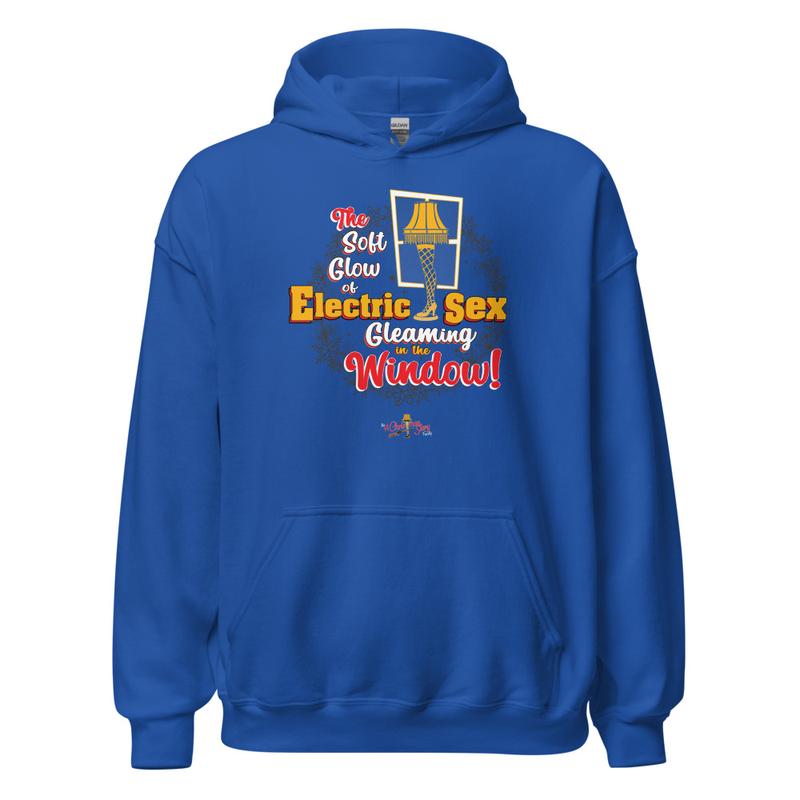 The “Electric Sex in the Window” Hoodie ✨ – XL, Royal