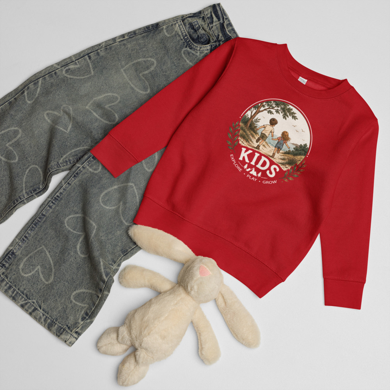 Explore, Play, Grow Kids sweatshirt – 2, Red