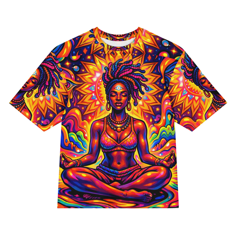 Psychedelic meditation energizing-Oversized cotton t-shirt