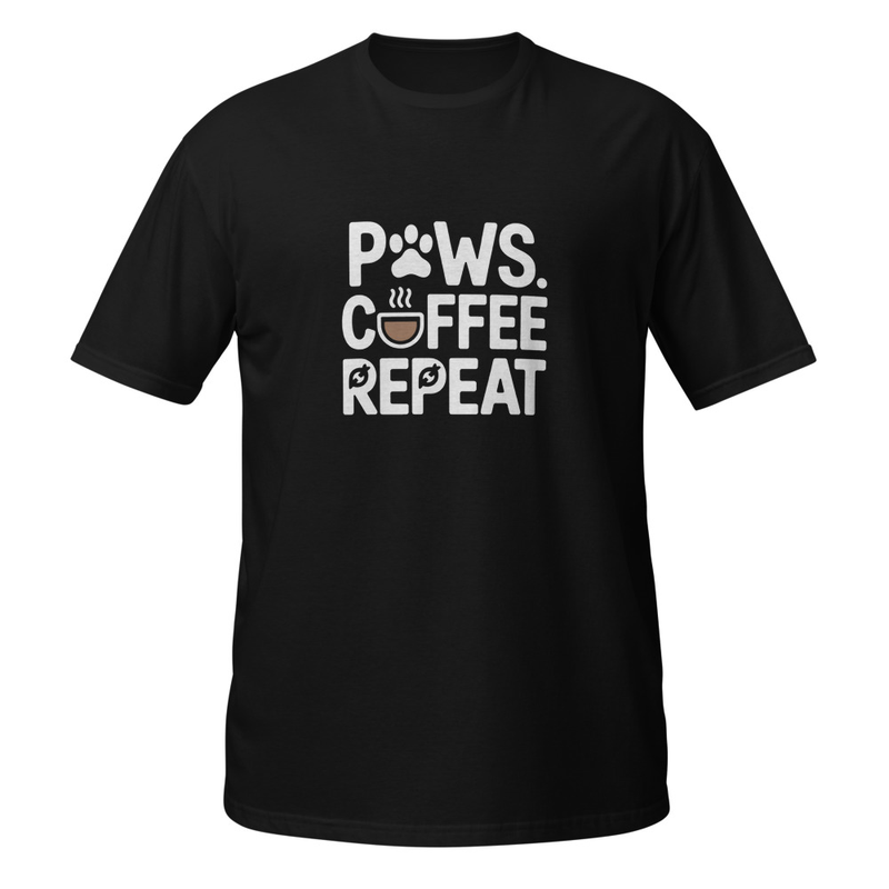 Paws. Coffee. Repeat. Tee in Black