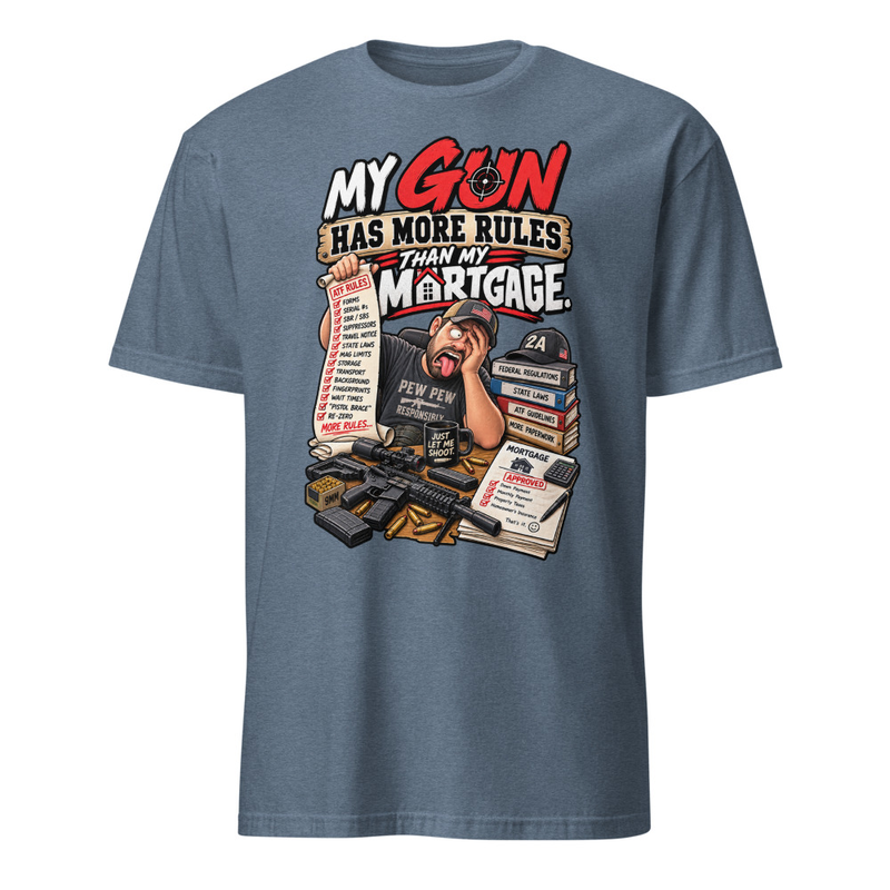 Gun Rules - Short-Sleeve Unisex T-Shirt – XL, Heather Indigo