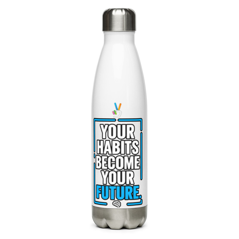 Your Habits Become Your Future Water Bottle – 17 oz, White