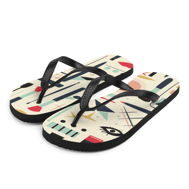 Mid-century Make-up Flip-Flops House or Outdoor Slippers