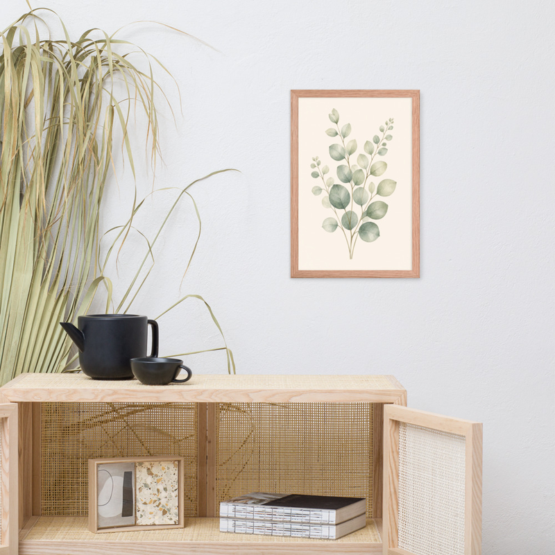 Eucalyptus Stem Framed Botanical Wall Art — Minimalist Watercolor — thumbnail 9