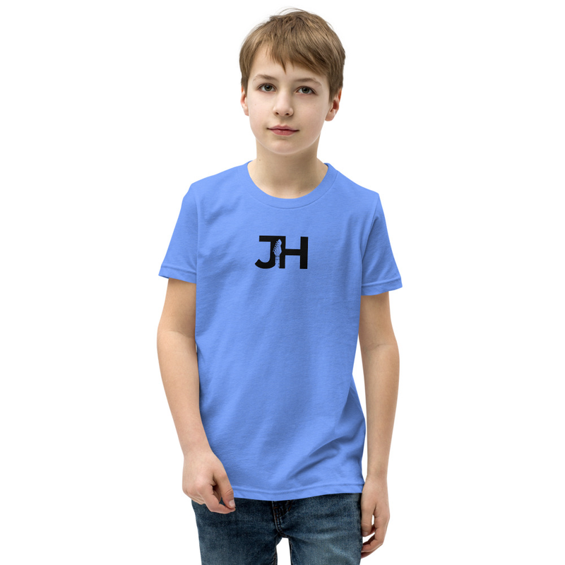 Black JH Logo Youth Short Sleeve T-Shirt – XL, Heather Columbia Blue