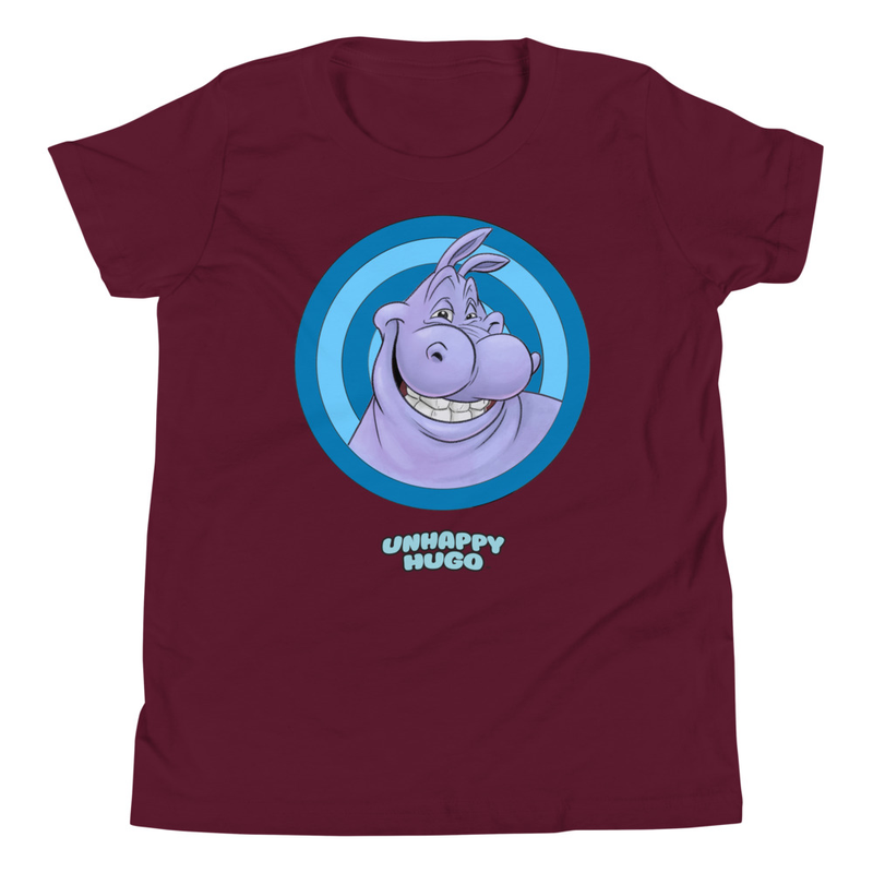 Unhappy Hugo Blue Circles T-Shirt for Kids – M, Maroon