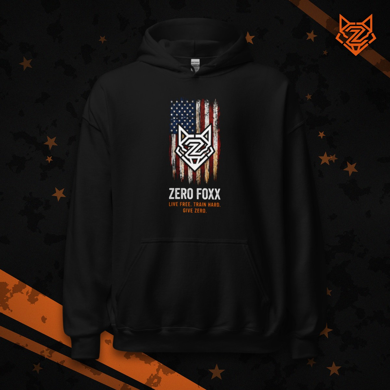 American Flag — Live Free. Train Hard. | Hoodie — Front