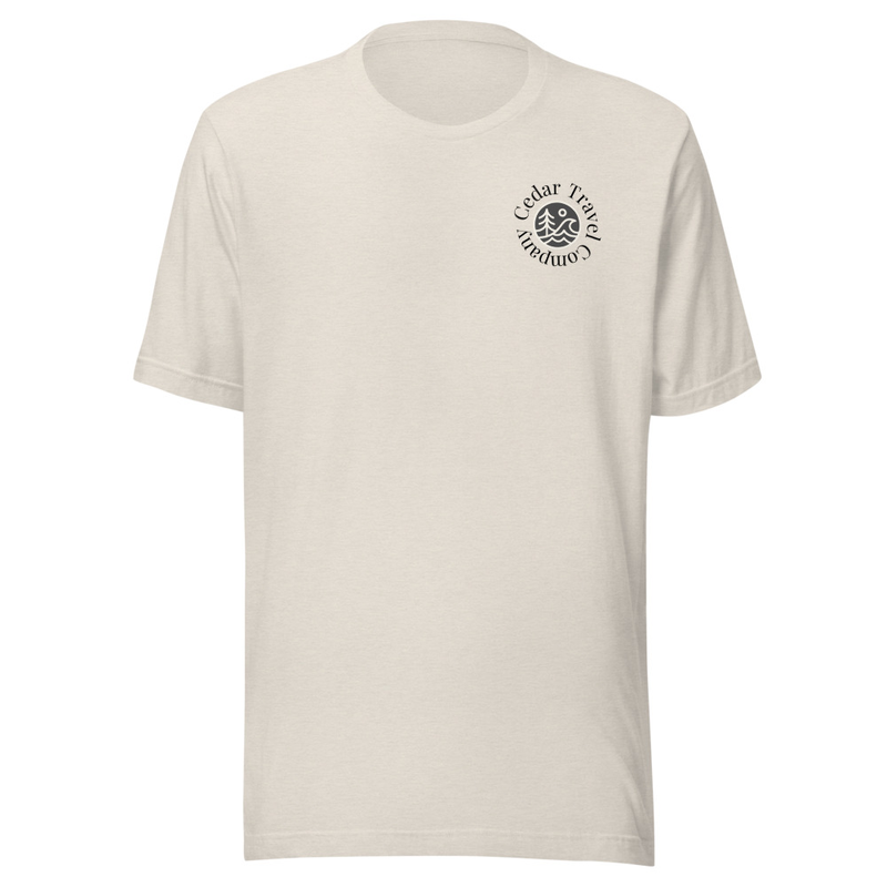 Cedar Travel Company Tee – M, Heather Dust