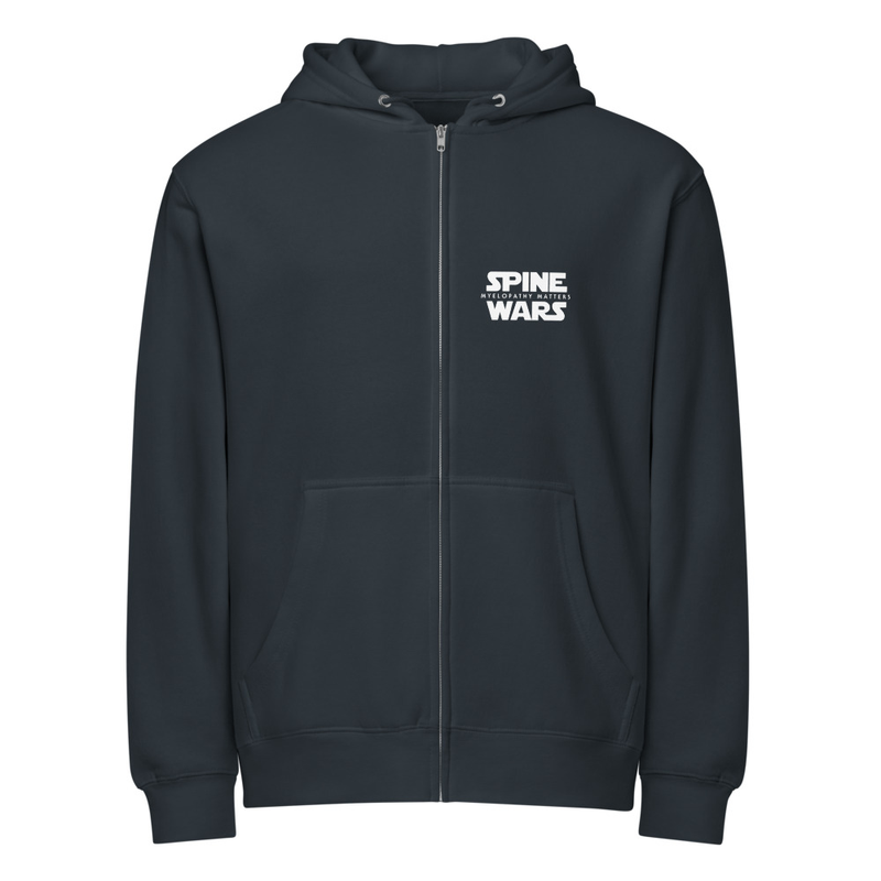 Spine Wars Front and Back White Print Hoodie – XL, Navy