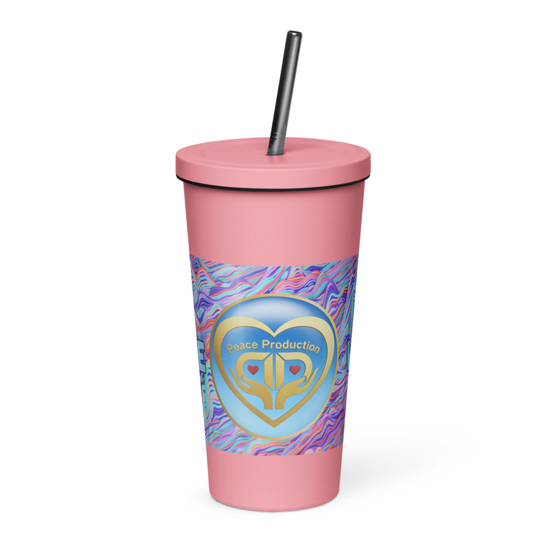 Peace Vibes Insulated tumbler with a straw