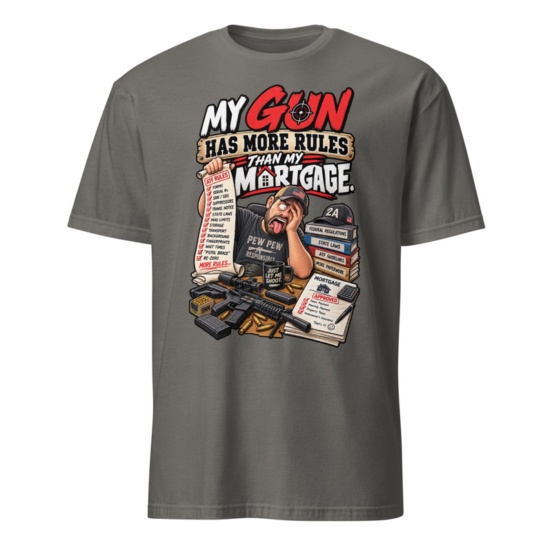 Gun Rules - Short-Sleeve Unisex T-Shirt – M, Charcoal