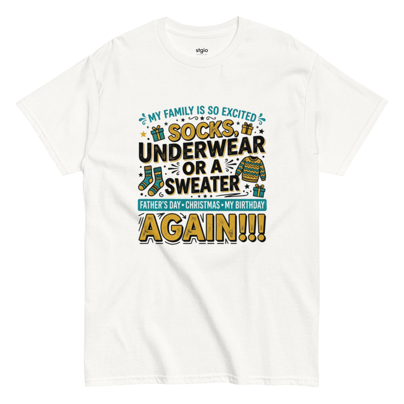 socks, underwear and sweater funny T- Shirt – XL, White