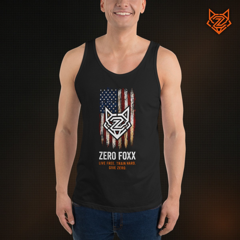American Flag — Live Free. Train Hard. | Tank Top — Front