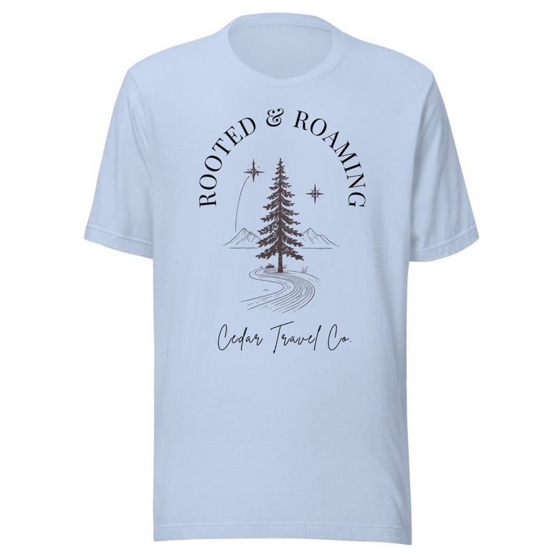 Rooted & Roaming Tee – XS, Baby Blue