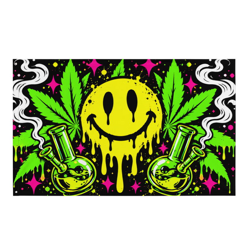CC-FLG-05 Smiley Bong Weed — Festival Flag — supplier product preview